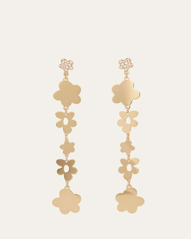 x Carey Lowell 18K Yellow Gold Long Arcadia Earrings with Diamonds